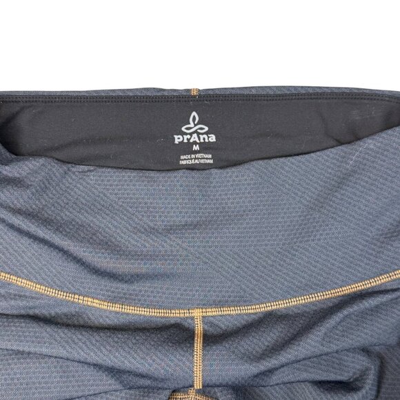 Prana Leggings Sz M Charcoal Contrast Stitch Cropped Ruched Textured Athletic - Picture 8 of 8